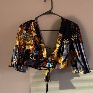 Cropped open back floral set